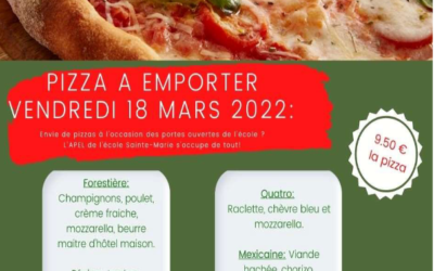 Vente de pizza par l’APEL de l’école Sainte Marie Cossé